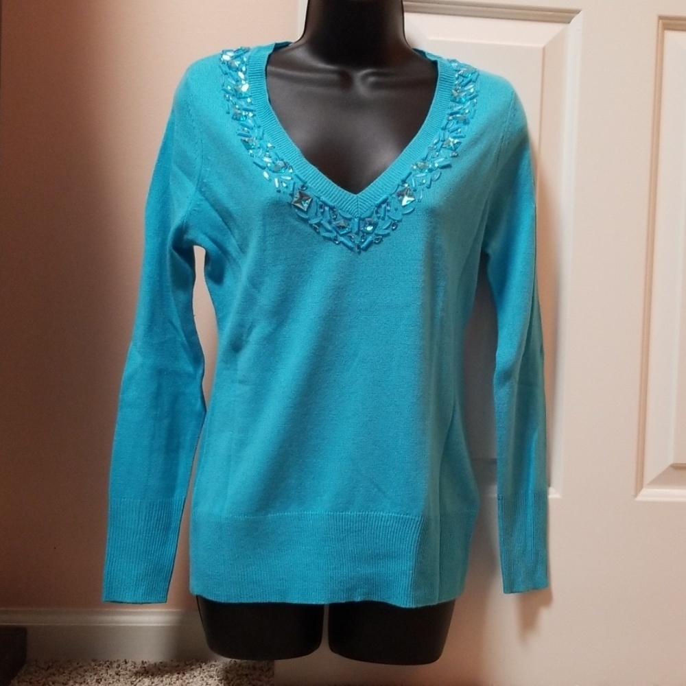 New York & Company V-neck Embellished Sweater